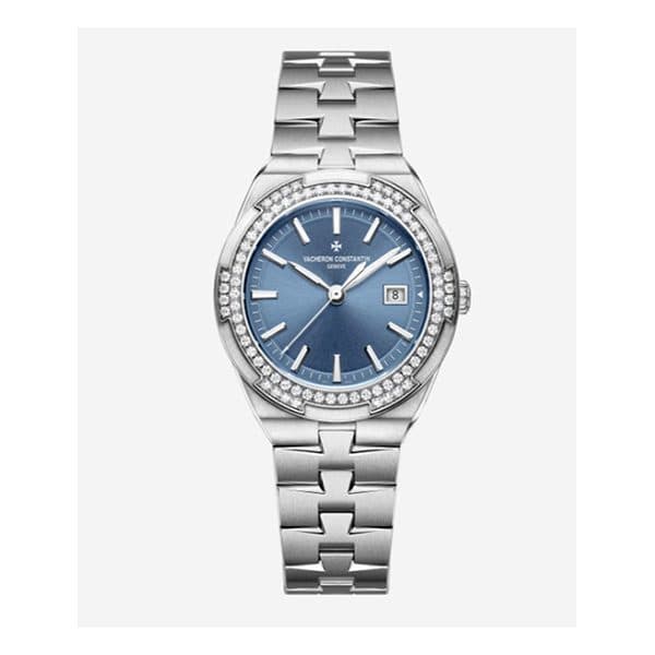 Vacheron Constantin Overseas 1205V/100A-B590 Blue Denim Dial Diamond Set Bezel Quartz 33Mm Stainless Steel Ladies Watch 1205V/100A-B590