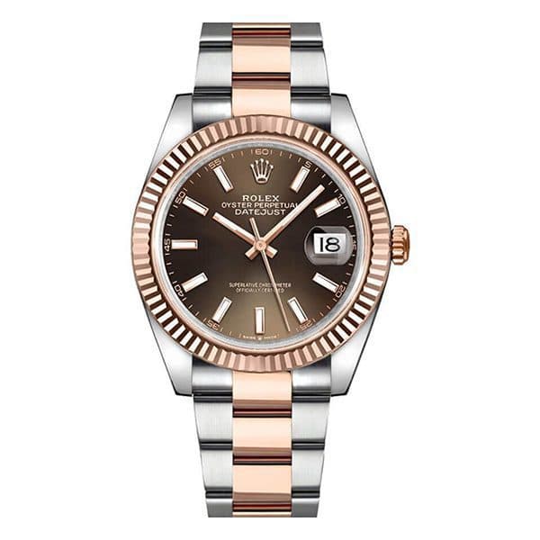 Rolex Datejust 126331 Choio Chocolate Index Fluted Bezel 41Mm Oystersteel And 18K Everose Gold Men'S Watch