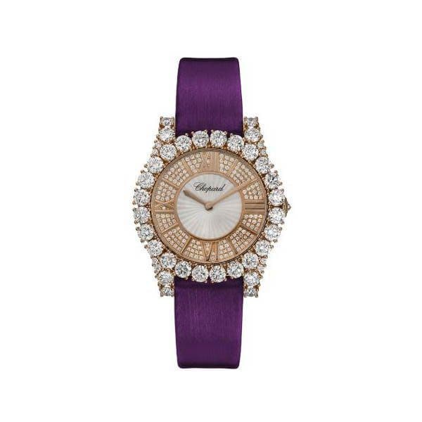 Chopard L'Heure Du Diamant 35.75Mm 18K Rose Gold Diamond Set Guilloche Ladies Watch