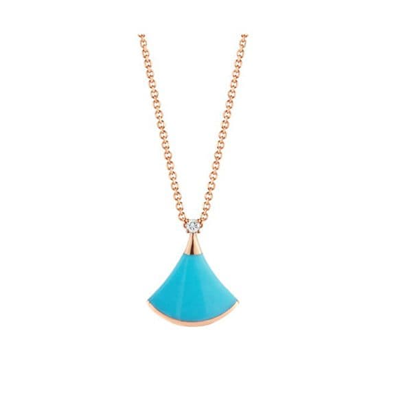 Bvlgari 'Diva'S Dream Necklace' In 18Kt Rose Gold With Turquoise And Diamond Pendant