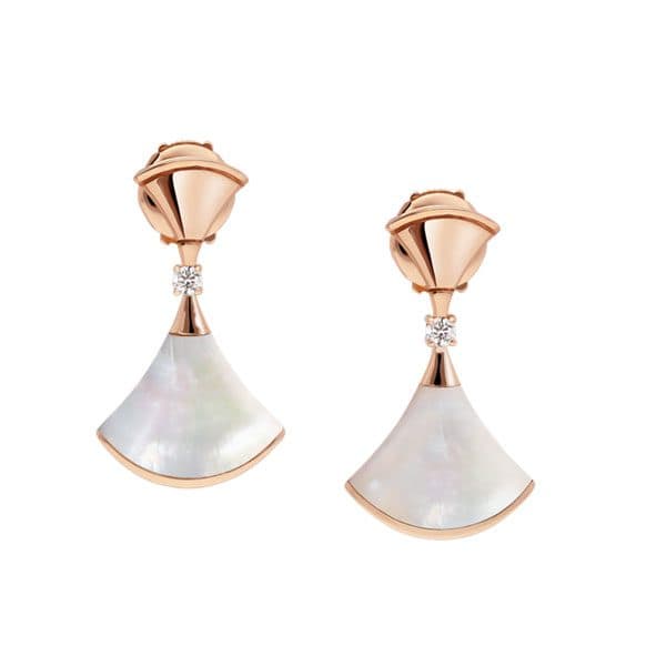 Bvlgari 'Diva'S Dream Earrings' In 18Kt Rose Gold Set With Mother-Of-Pearl And Diamonds