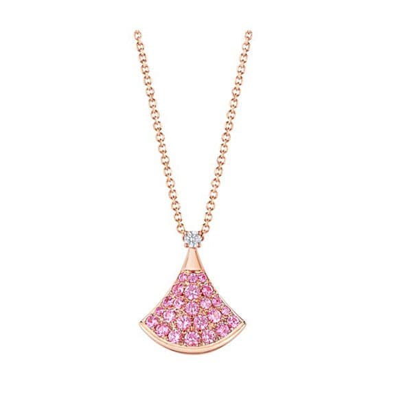 Bvlgari 'Diva'S Dream Necklace' In 18Kt Rose Gold With Pink Pavé Sapphires And Diamond