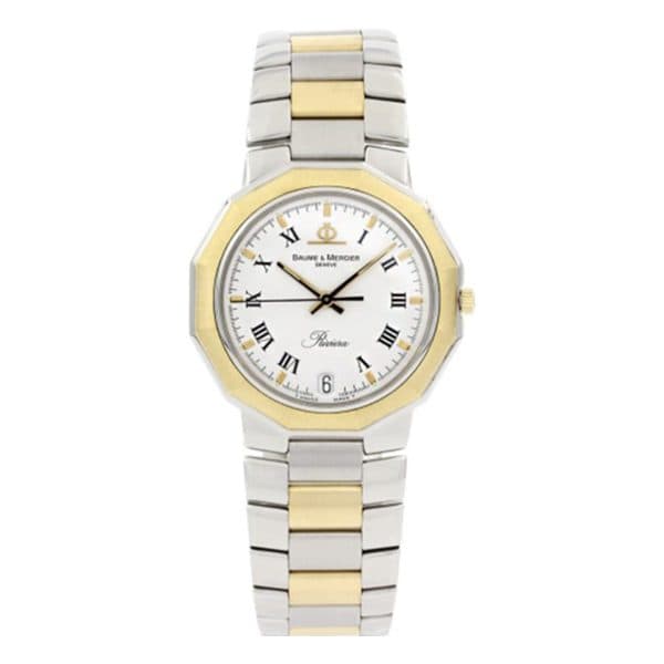 Baume & Mercier Riviera 5131.038 White Roman Dial 34Mm 2-Tone 18K Yellow Gold & Steel Quartz Ladies Watch