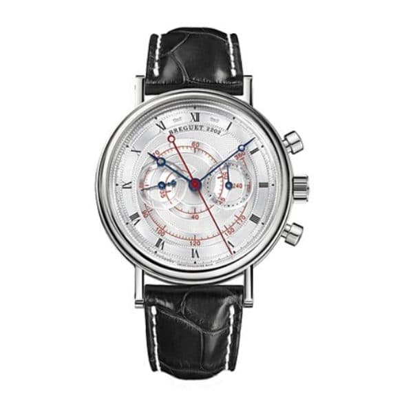 Breguet Classique 5247Bb/12/9V6 Silver Roman Dial Chronograph 39Mm 18K White Gold Men'S Watch