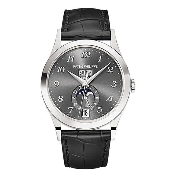 Patek Philippe Annual Calendar 5396G-014 Charcoal Gray Dial White Gold 38.5Mm Black Leather Straps Men'S Watch