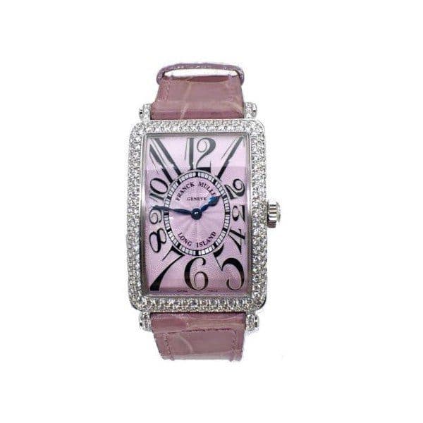 Franck Muller Long Island Pink Dial 18Kt White Gold With Diamonds 26Mm X 37Mm Ladies Watch