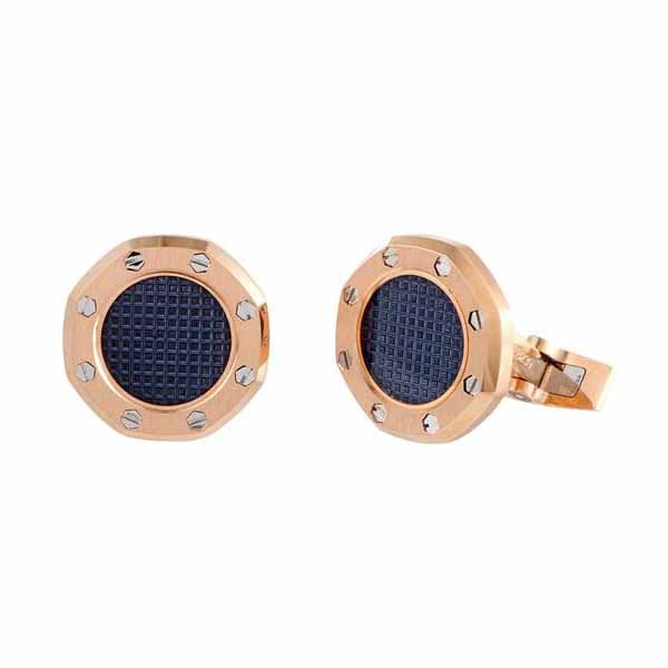 Audemars Piguet Rose Gold Cufflinks With Blue Tapisserie Pattern
