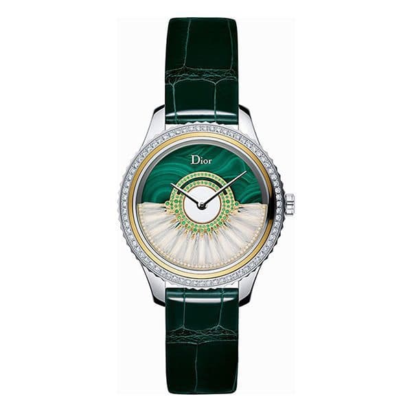 Dior Grand Bal Plume Cd153B22A001 Malachite Dial Diamonds Shiny Green Leather