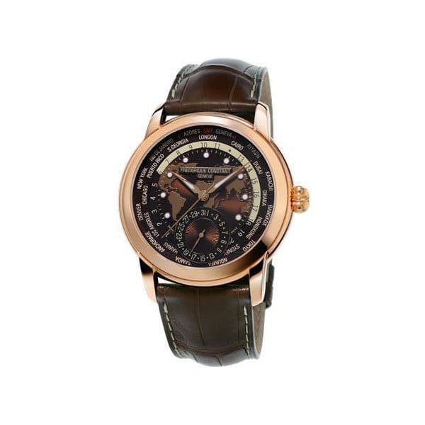 Frederique Constant Worldtimer 42Mm Stainless Steel 18K Rose Gold Plated Men'S Watch Fc-718Brwm4H4