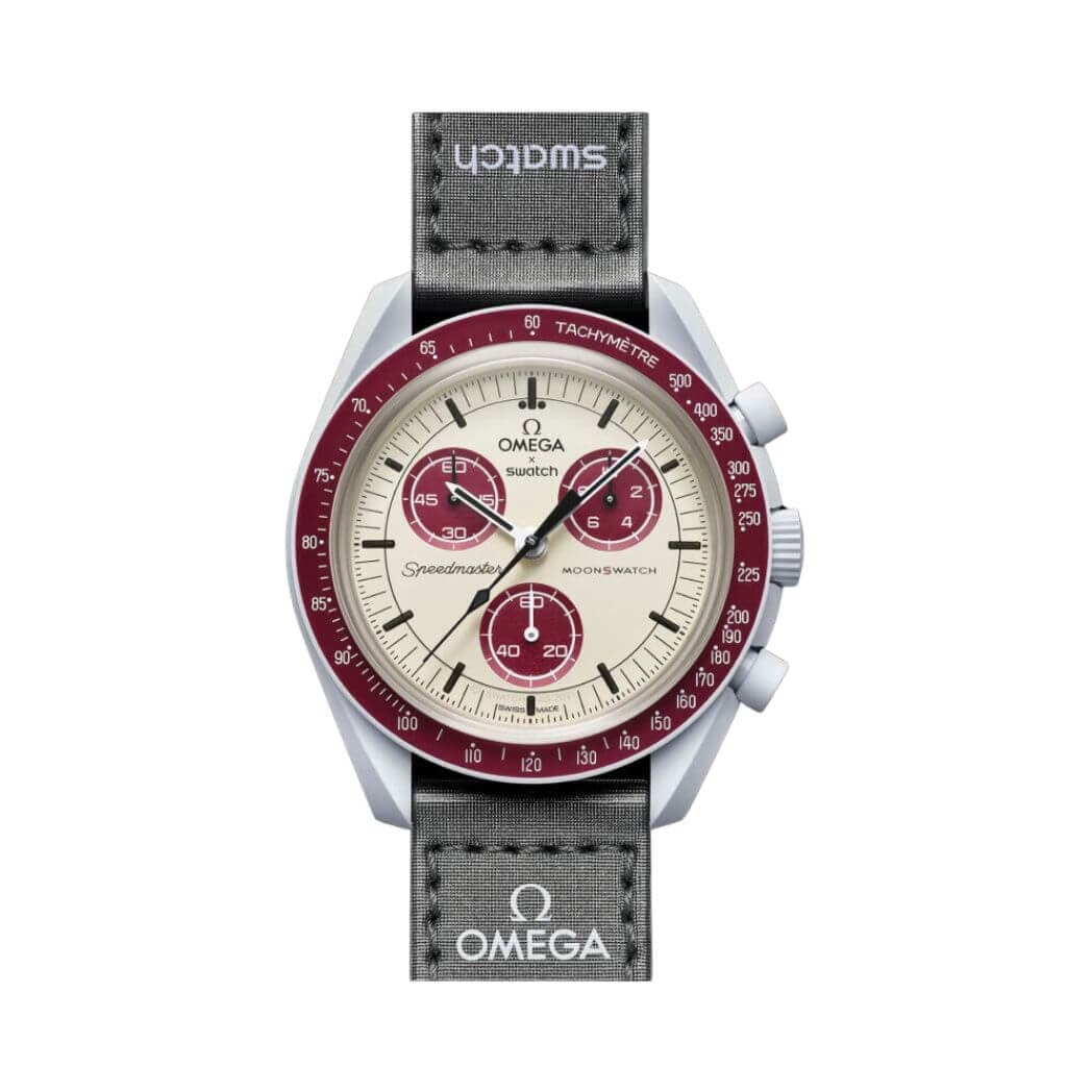 Omega X Swatch Mission To Pluto So33M101 Moonswatch Burgundy Bioceramic