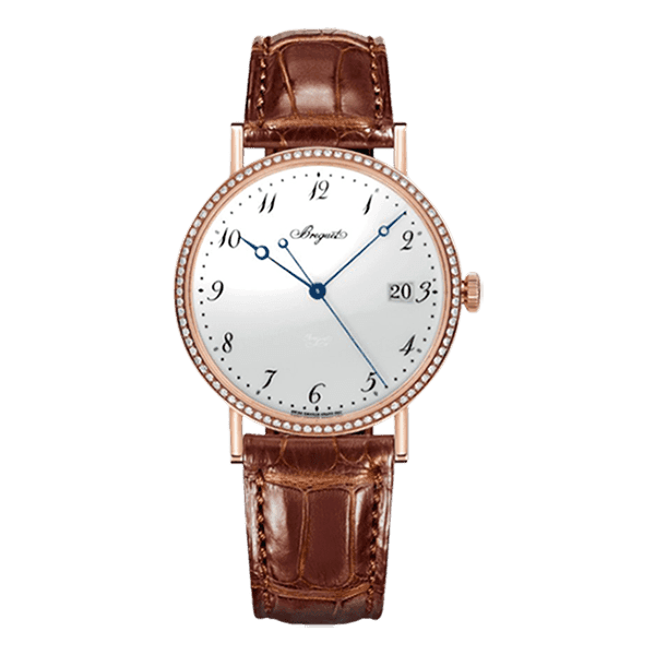 Breguet Classique 5178Br/29/9V6.D000 White Dial Diamond Set Bezel Automatic 38Mm Brown Leather Straps Unisex Watch