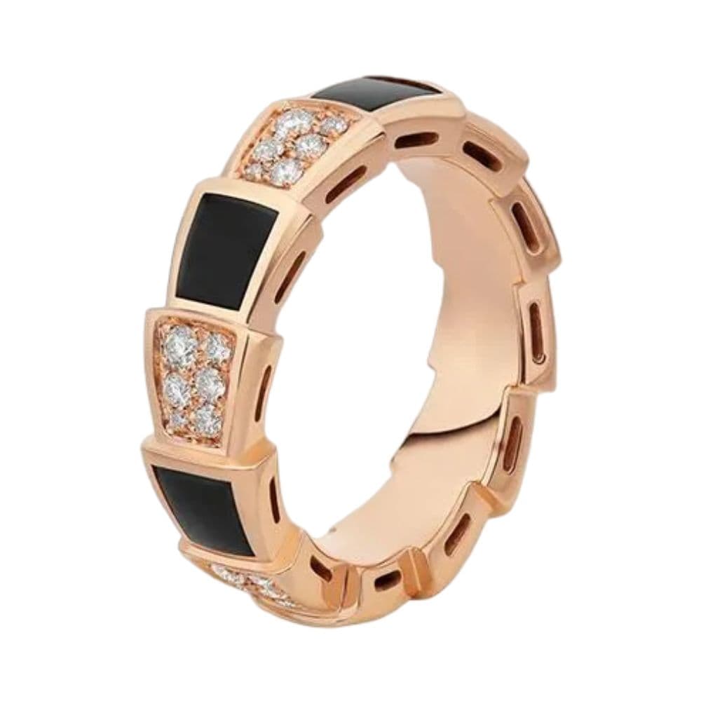 Bvlgari Serpenti Viper 356630 AN858711 18k Rose Gold Onyx Diamond Pave