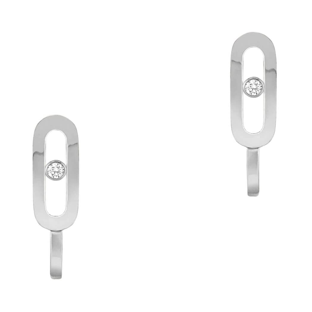 Messika Move UNO Mini Hoops 10050-WG White Gold Diamond Earrings