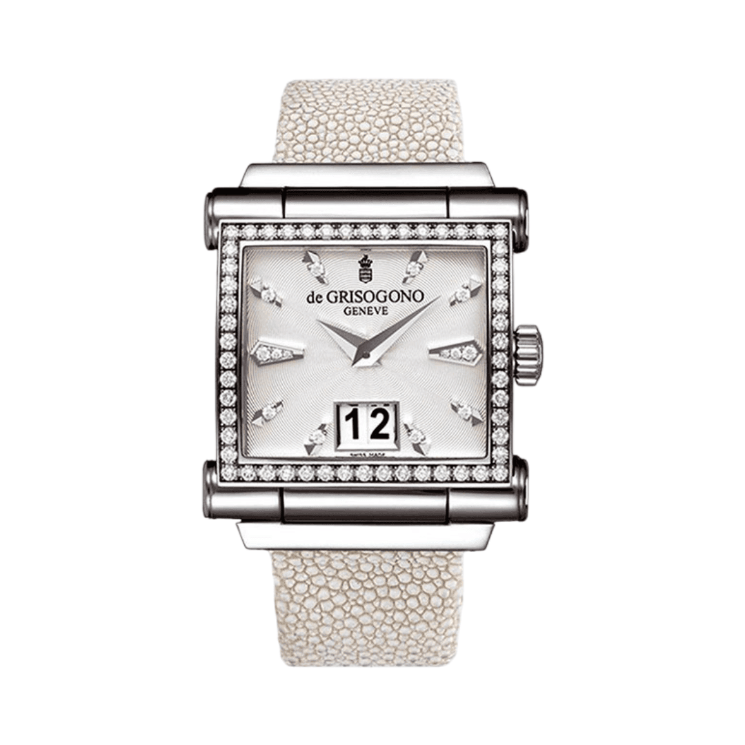 De Grisogono Instrumento Grande S02 Diamond Bracelet White Dial