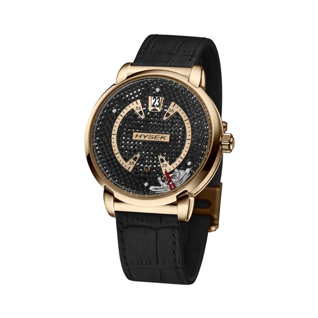 Hysek Double Orbital Revolution IO4305R01 43mm Black Dial Mens Watch
